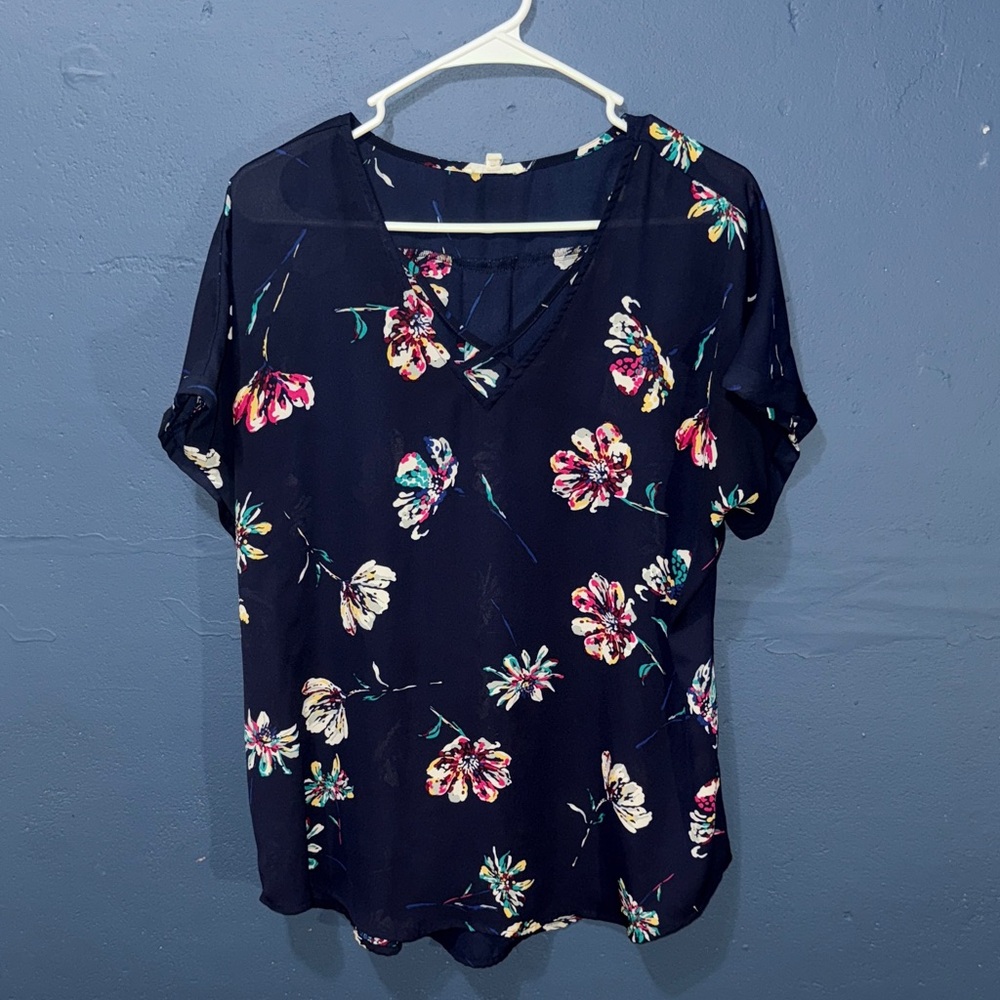 Maurices Navy Floral Blouse